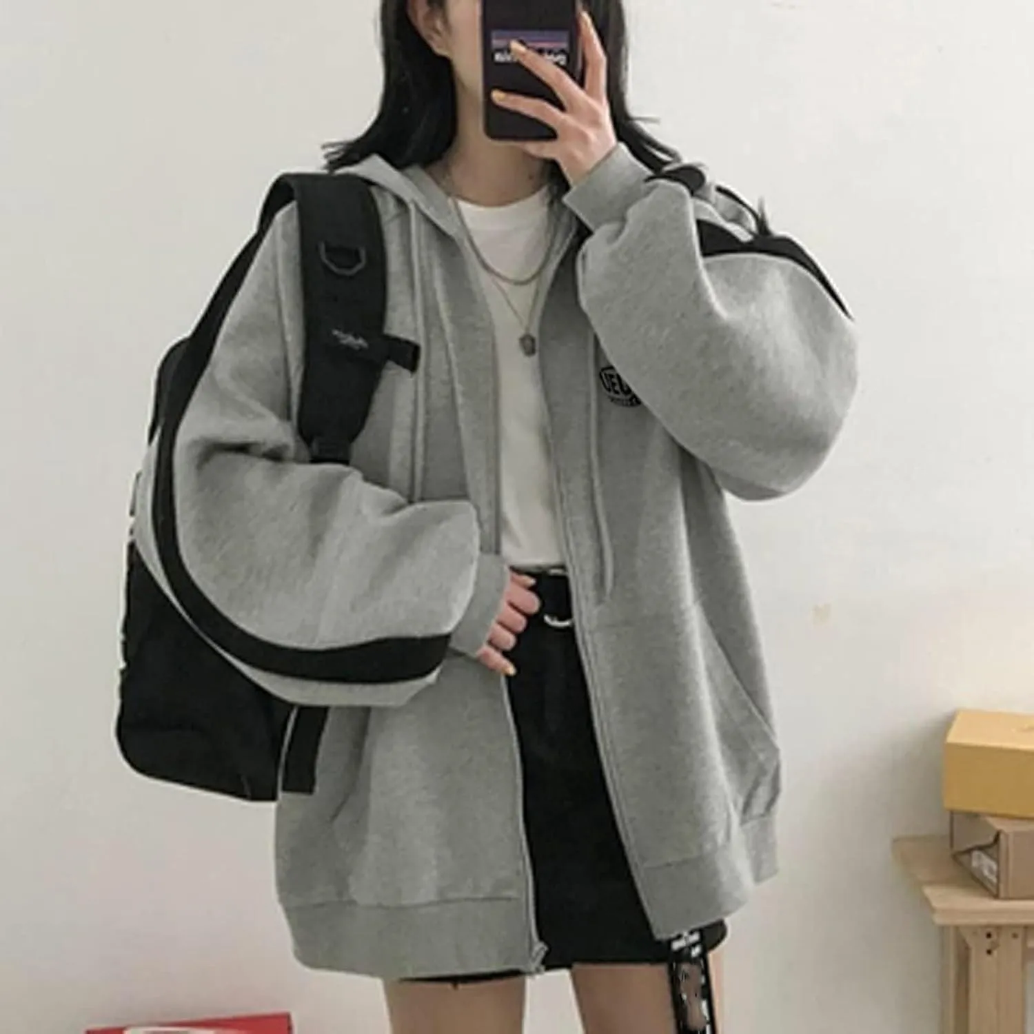 Womens Zip Up Hoodie Plus Size Oversized Aesthetic Cute Grunge Y2K Hoodies Teen Girls Vintage Baggy Sweatshirts Emo