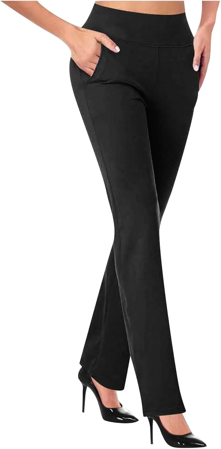 Work Pants for Women 2024 High Waisted Dress Pants Stretch Bootcut Yoga Pants Workout Slacks Business Casual Trouser