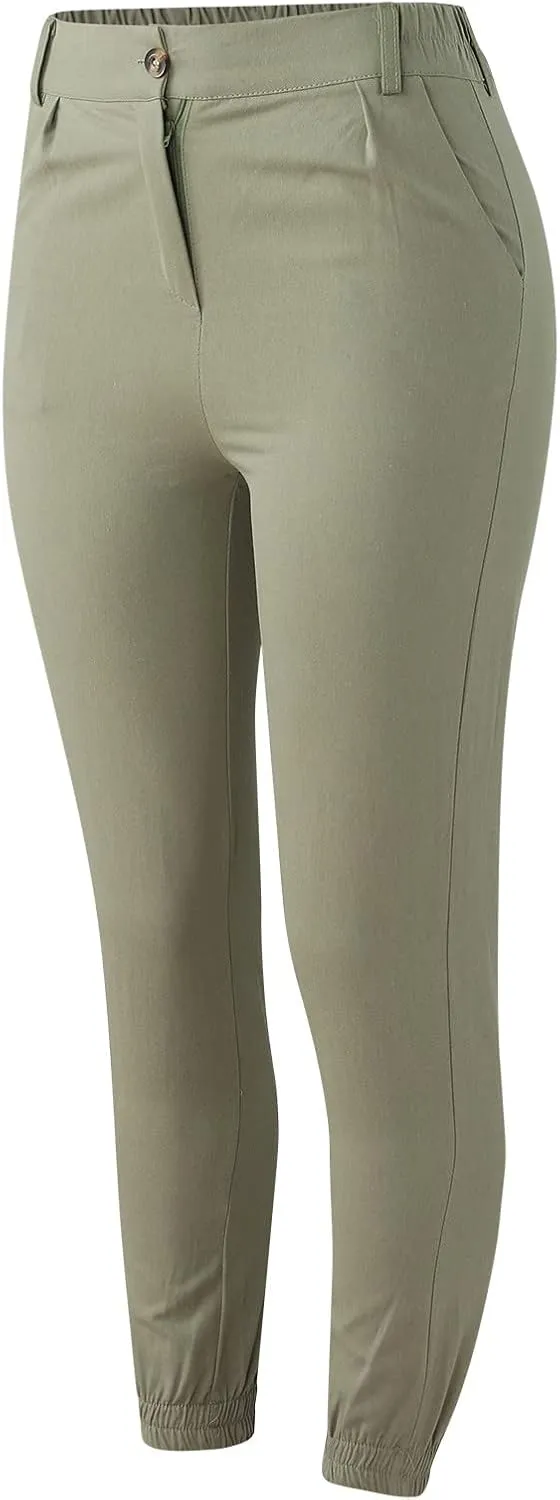 Workout Out Pants Casual Waist Solid Pants Fitness Pocket Leggings High Button Cropped Women Pants Maternity