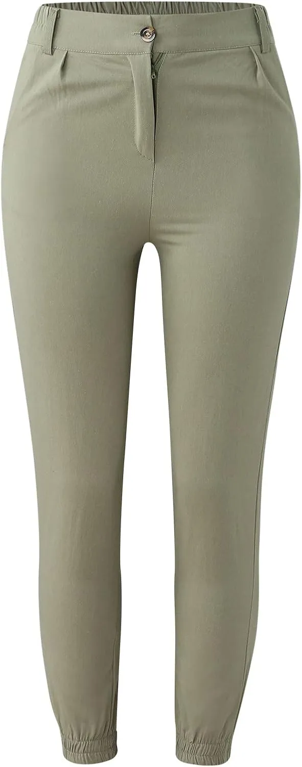 Workout Out Pants Casual Waist Solid Pants Fitness Pocket Leggings High Button Cropped Women Pants Maternity