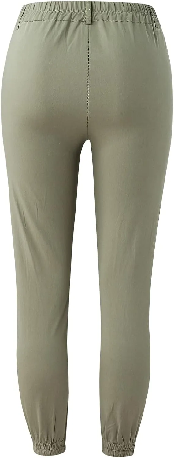 Workout Out Pants Casual Waist Solid Pants Fitness Pocket Leggings High Button Cropped Women Pants Maternity