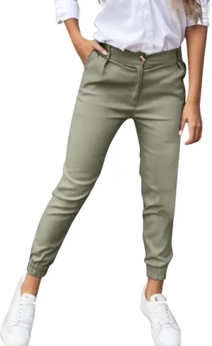 Workout Out Pants Casual Waist Solid Pants Fitness Pocket Leggings High Button Cropped Women Pants Maternity