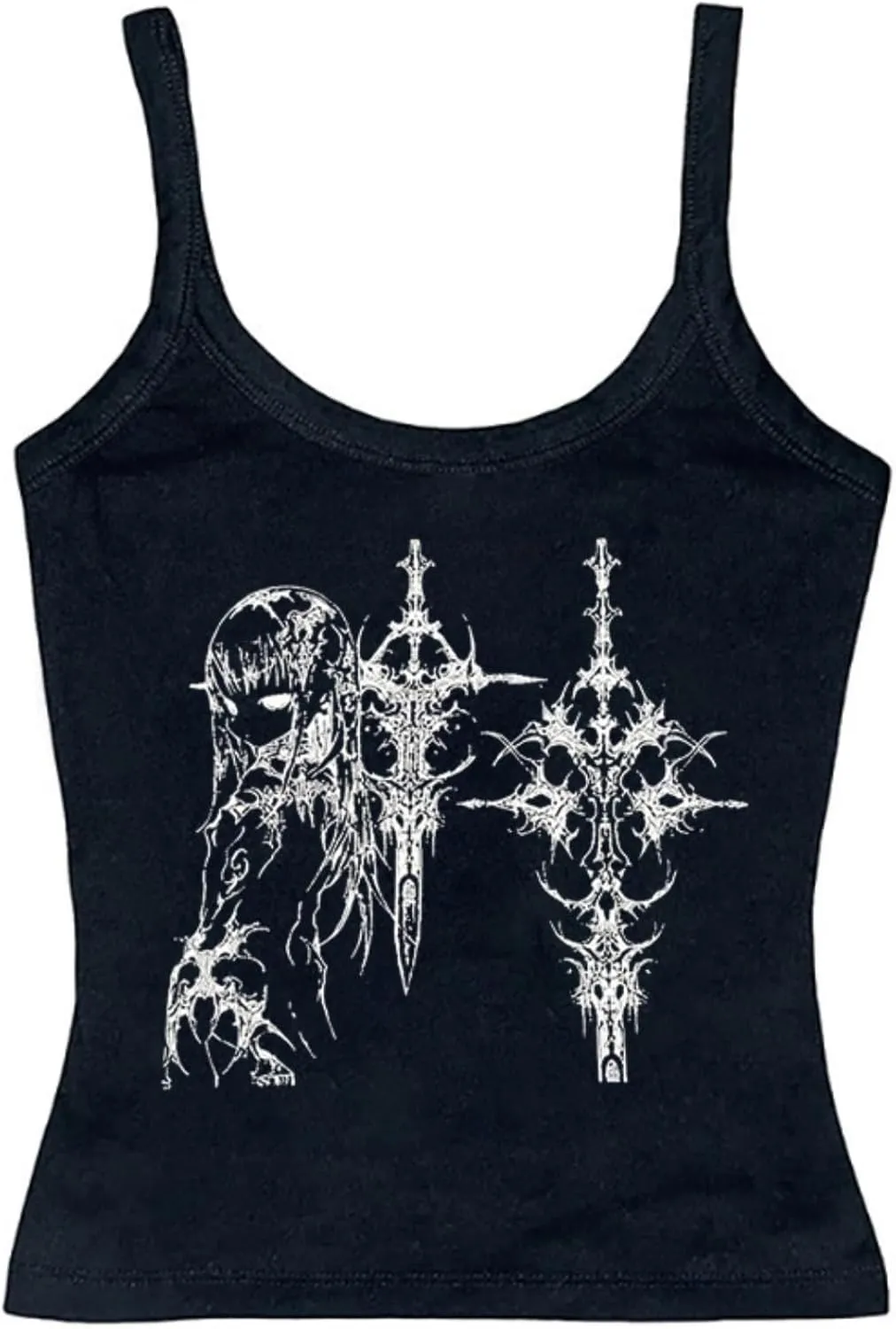 Y2k Camisole Grunge Emo Graphic Baby Tank Top Summer 2000s Vintage Coquette Spaghetti Strap Cute Crop Tops