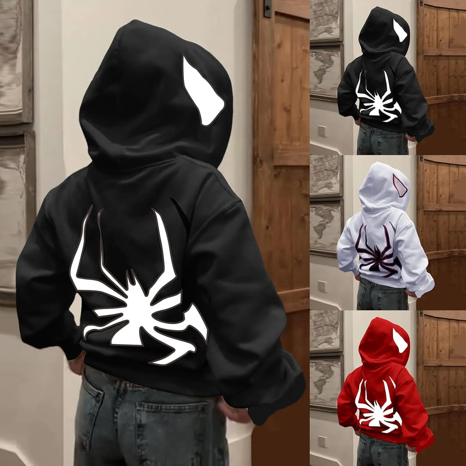 Y2k Hoodie Men Women Spider Full Zip Hoodie Y2k Jacket Hip Hop Aesthetic Graphic Hoodies Gothic Emo Grunge Hoodie