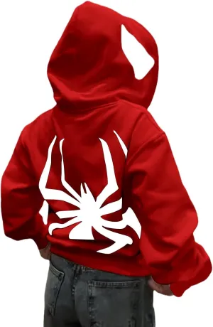 Y2k Hoodie Men Women Spider Full Zip Hoodie Y2k Jacket Hip Hop Aesthetic Graphic Hoodies Gothic Emo Grunge Hoodie