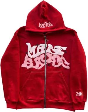 Y2k Hoodies Puff Print Hoodie Grunge Graphic Zip Up Hoodies Y2k Jacket Hip Hop Streetwear Aesthetic Sweatshirts