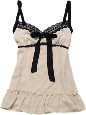 Y2k Tank Top Coquette Cami Women Summer Lace Spaghetti Strap Bow Tops Crop Cute Camisole