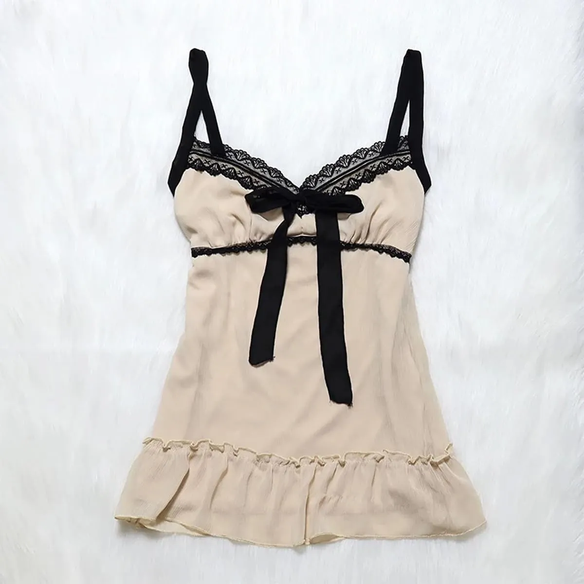 Y2k Tank Top Coquette Cami Women Summer Lace Spaghetti Strap Bow Tops Crop Cute Camisole