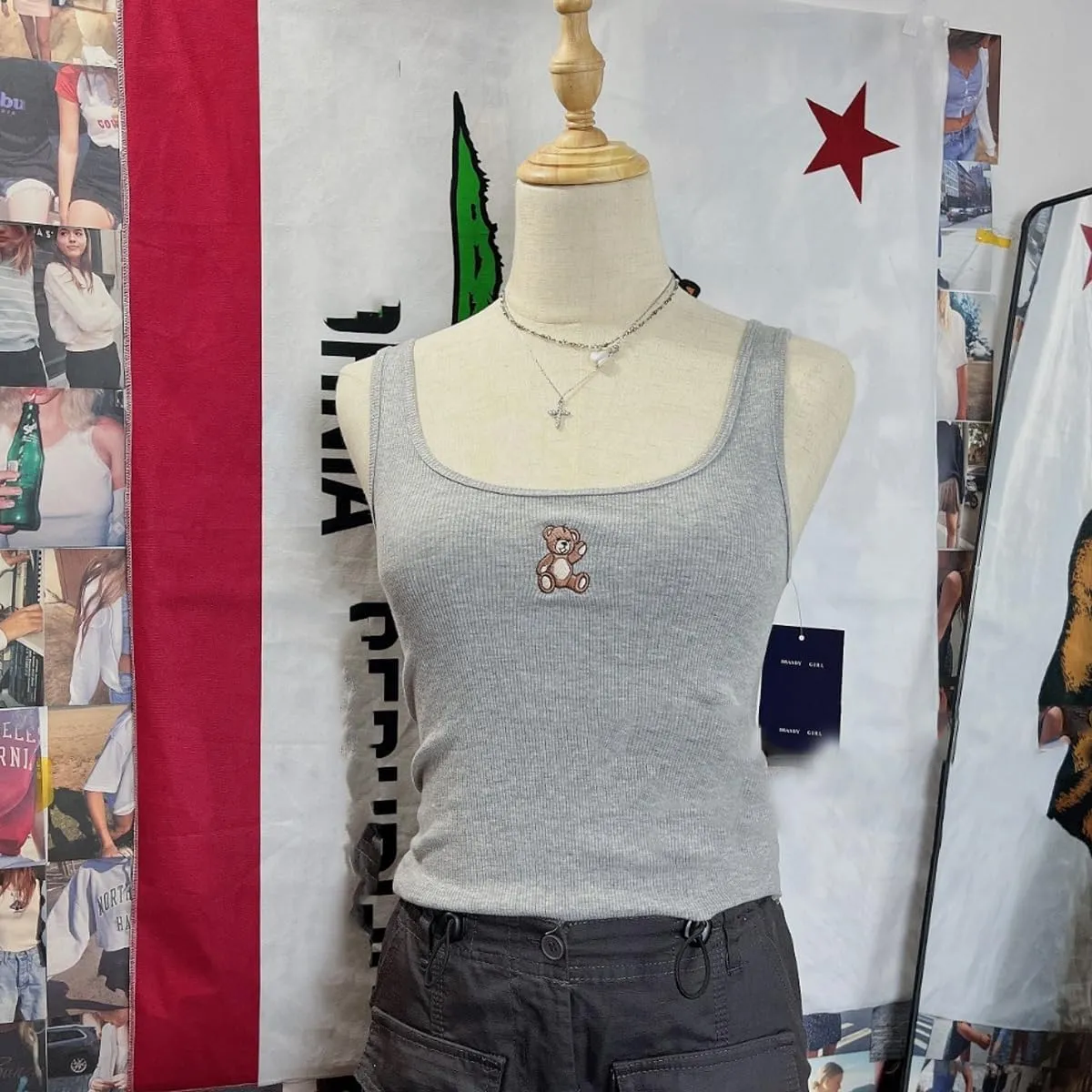 Y2k Tank Top Crop Coquette Cami Women Graphic Cute Camisole Summer Spaghetti Strap Bow Tops