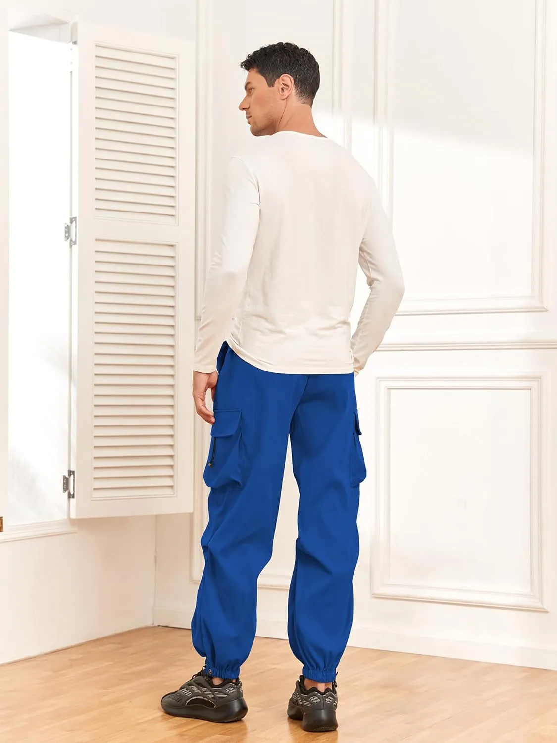 ZAFUL Flat Pocket Parachute Pants for Men Casual Baggy Cargo Pants Unisex Street Y2K Pants Drawstring Trouser