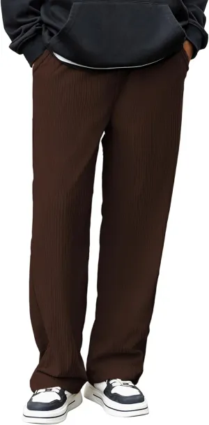 Zando Men's Corduroy Pants Jogger Baggy Cargo Pants Vintage Wide Leg Pants Casual Pants with Pockets Y2K Streetwear Pant