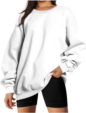 ZDRZK Oversized Sweatshirts For Women Fleece Hoodies Trendy 2023 Long Sleeve Crewneck Pullover Comfy Sweater y2k Clothes