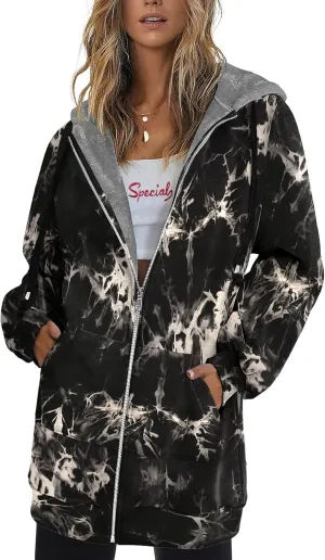 Zeagoo Womens Zip Up Hoodies Long Sleeve Fall Lightweight Hooded Sweatshirt Oversized Fleece Jacket With Pockets