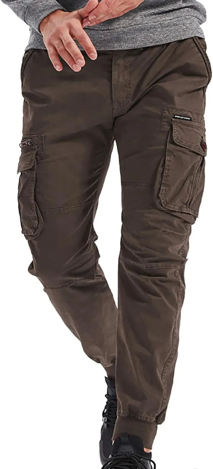 Zeiyignr Tactical Cargo Pants for Men Casual Work Hiking Sweatpants Joggers Outdoor Camping Fishing Trousers with Pockets