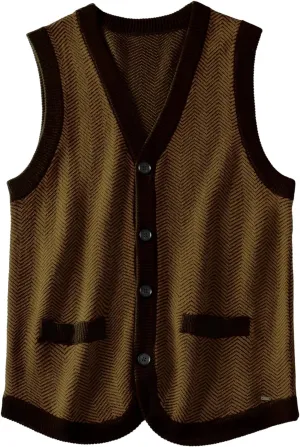 ZHILI Mens Sweater Vest Solid Knitted Lightweight Thermal Cardigan,DXL Big and Tall Vest