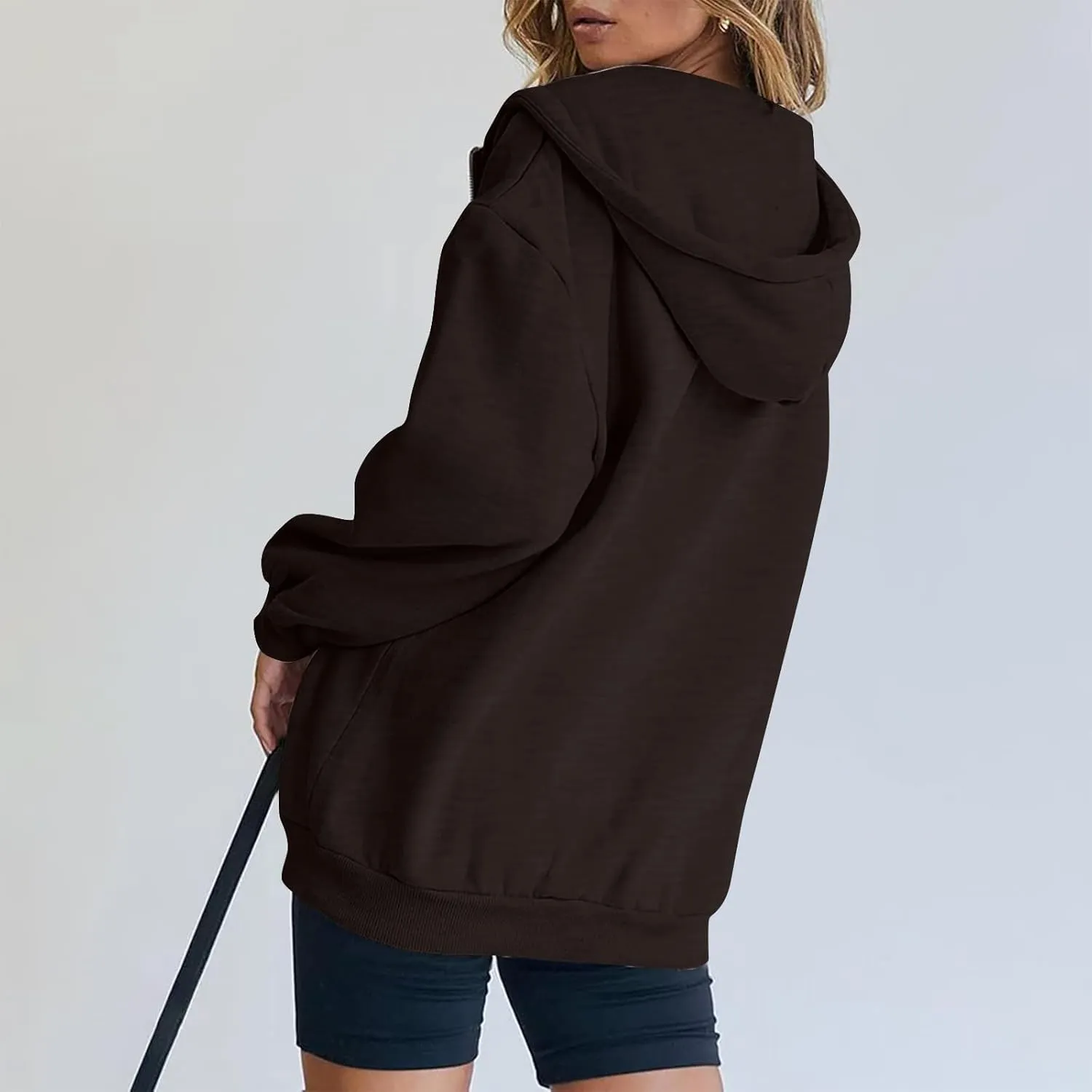 Zip Up Hoodie Women Fleece Lined Long Sleeve Oversized Sweatshirt Cute Hoodies Y2K Trendy Fall Jackets with Pockets