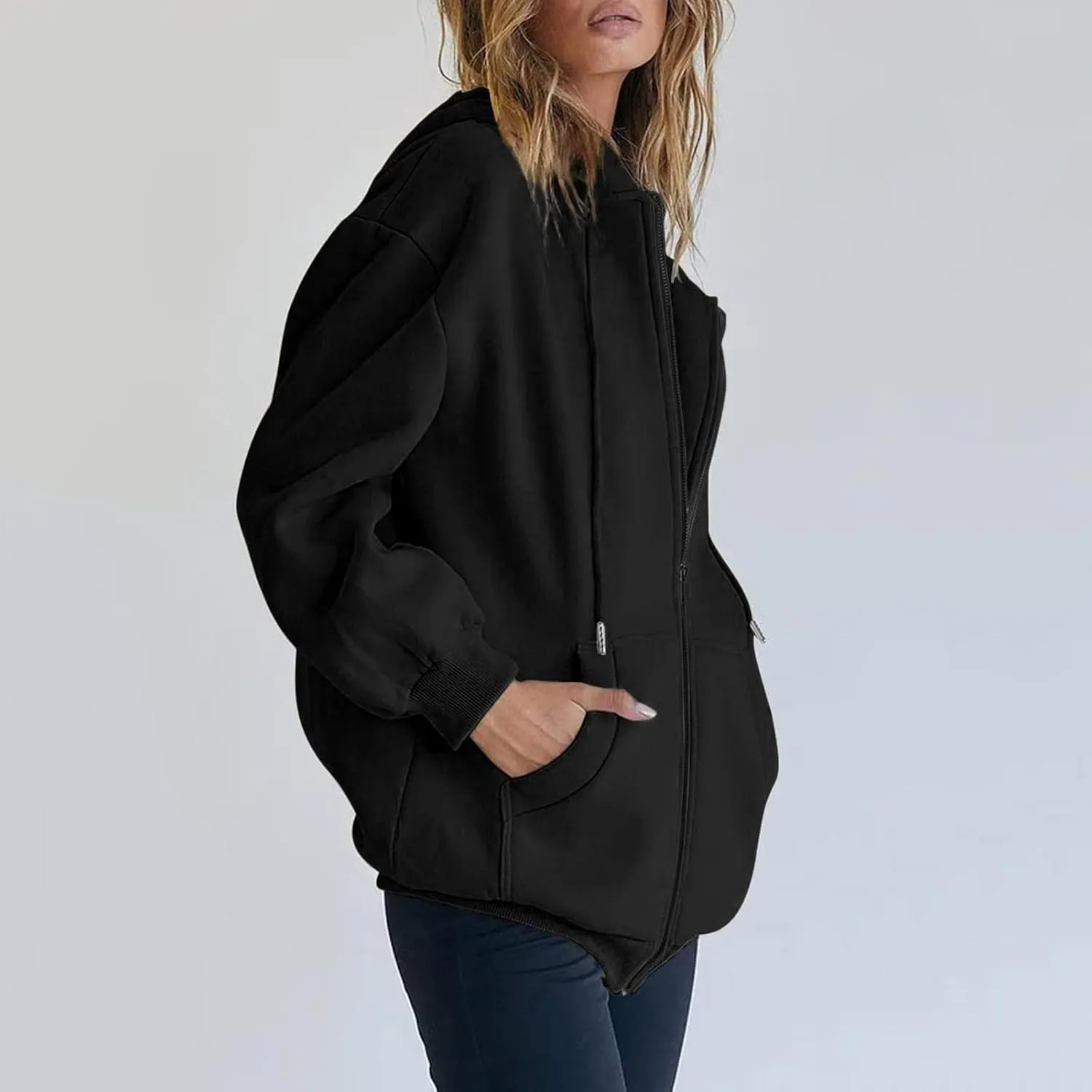 Zip Up Hoodies for Women Oversized Long Sleeve Sweatshirts Casual Y2K Fashion Jackets with Pockets 2024 Fall
