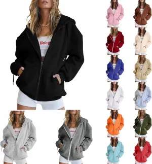 Zip Up Hoodies for Women Oversized Long Sleeve Sweatshirts Casual Y2K Fashion Jackets with Pockets 2024 Fall